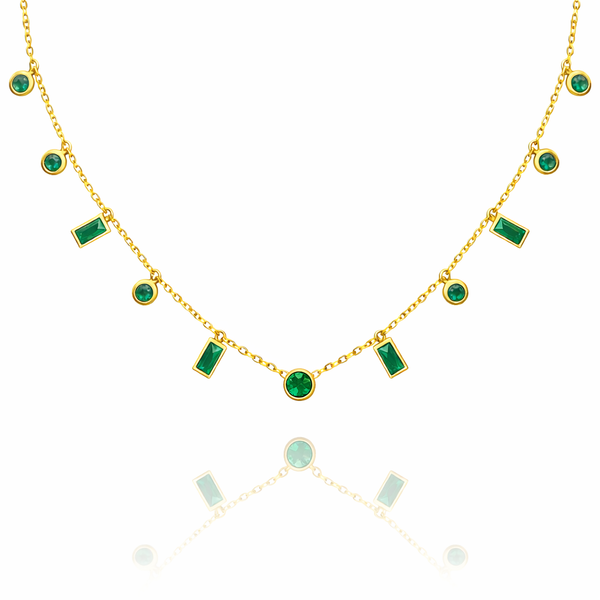 Emerald Circle Stone Necklace
