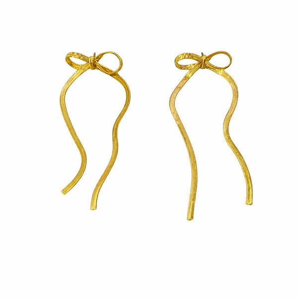 Snake chain bow earring