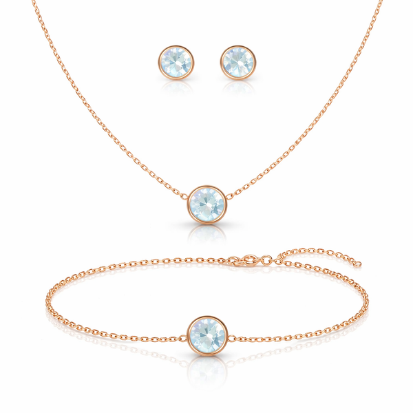 Big Solitaire Crystal Bracelet, Necklace, Earrings Set