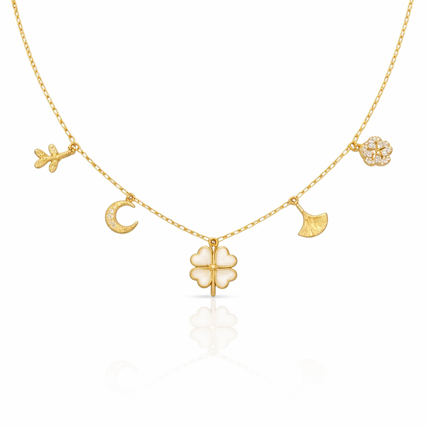Clover Plane Charms Necklace
