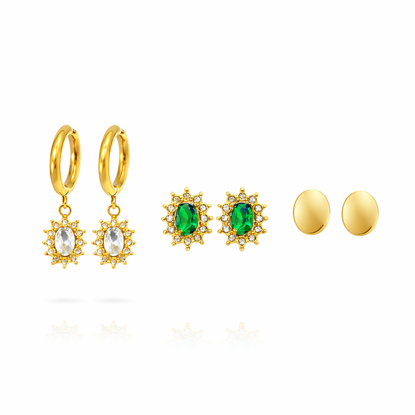 Emerald Spark Ray Earing Set