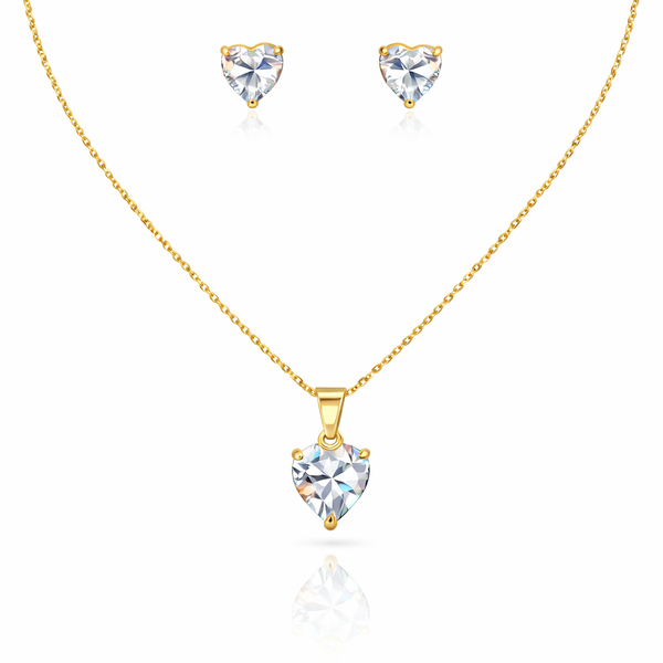 Solitaire Heart Necklace and Earrings