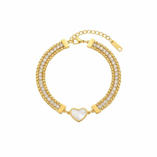 White heart tennis Bracelet