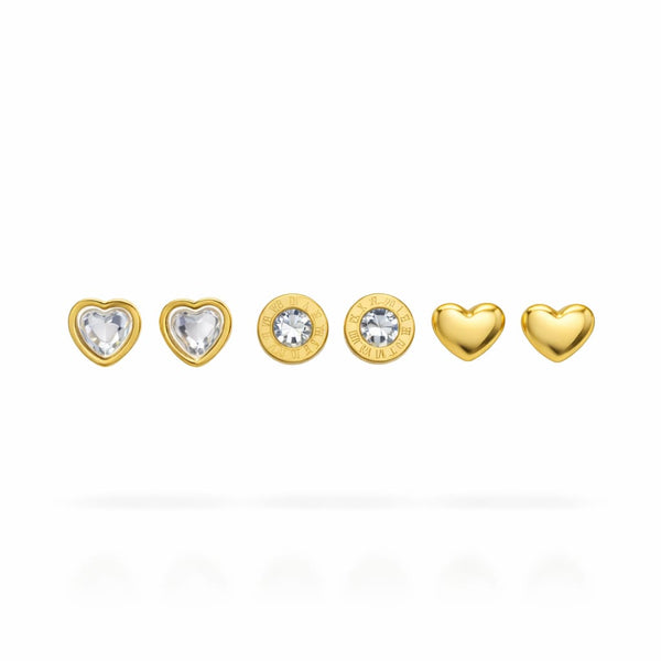 Heart Stud Earing Set