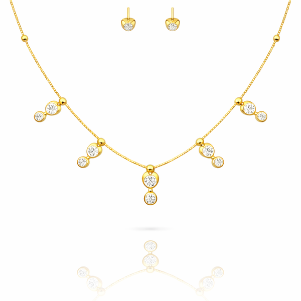 Crystal Crown on Heart Necklace with Earrings