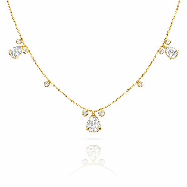 Teardrop Crystal Gold Beaded Necklace
