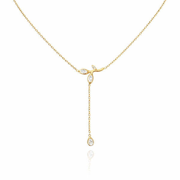 Crystal Leaf Charm Necklace