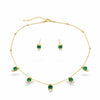 Emerald Stone Charms Necklace with Earrings