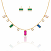 Rainbow Long Charm Necklace and Earrings