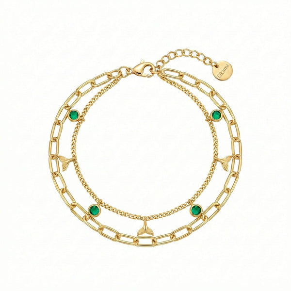 Dual chain emerald fin Bracelet