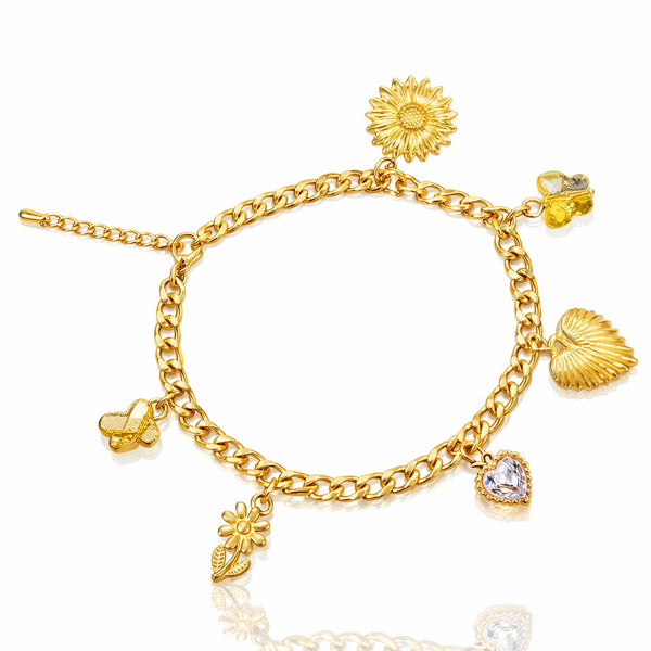 Heart Ray Chunky Charms Bracelet