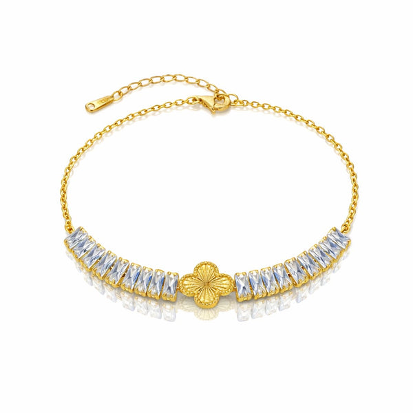 Gold clover baguette bracelet