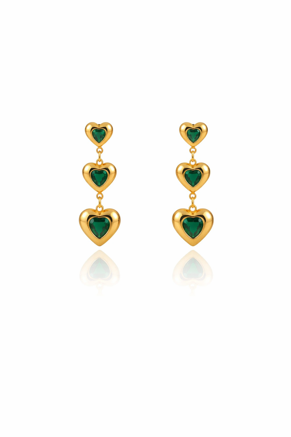 Emerald Heart Drop Earrings