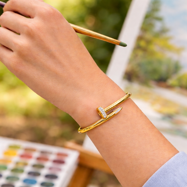 Gold Nail Curve Bracelet