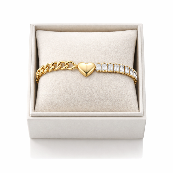 Gold Heart Baguette Bracelet