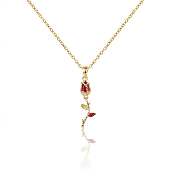 Embellished Gold Tulip Necklace