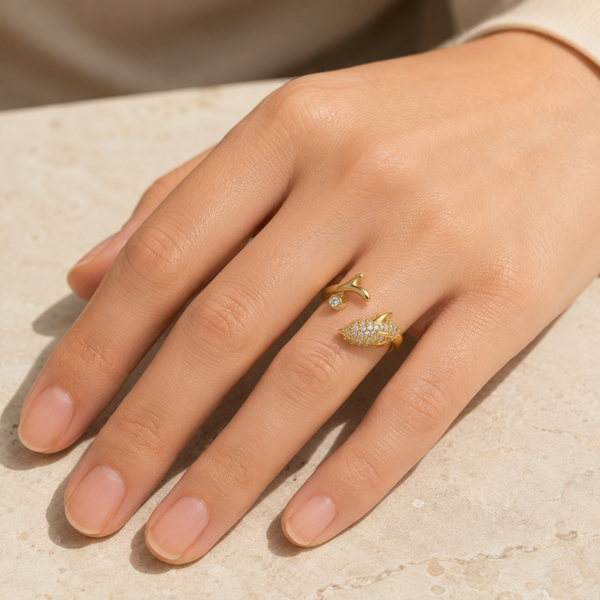 Dainty Crystal Shark Ring
