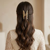 Close-up of the Gold Pearly Leaf Hair Clip showing leaf motif