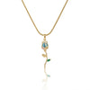 Blue Embellished Tulip Necklace