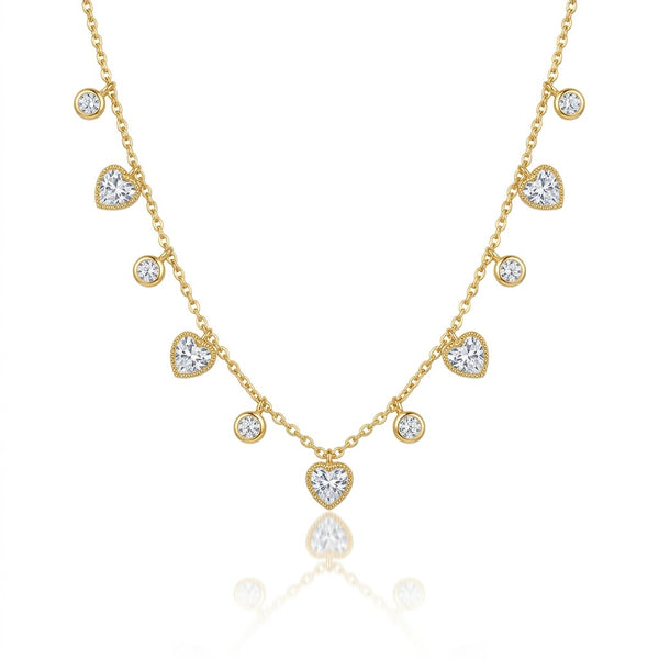 Heart Crystal Charm Dainty Necklace