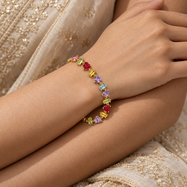 Pastel Heart Crystal Bracelet