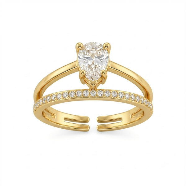 Tear Drop Studded Line Ring