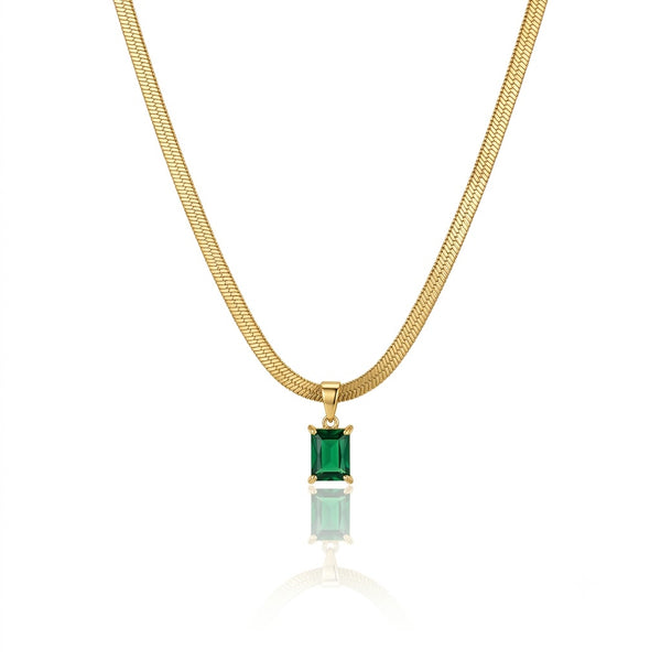 Emerald Snake Chain Necklace