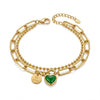 Emerald Heart Dual Link Bracelet