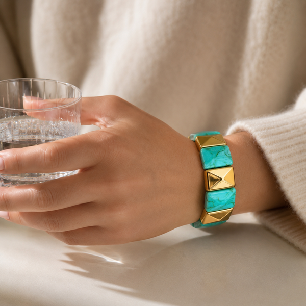 Marbel Pattern Acrylic Bracelet - Blue