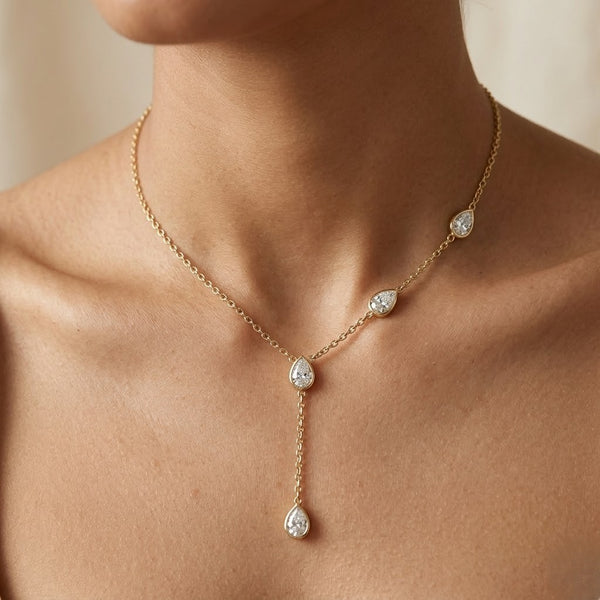 Tear Drop Side Necklace