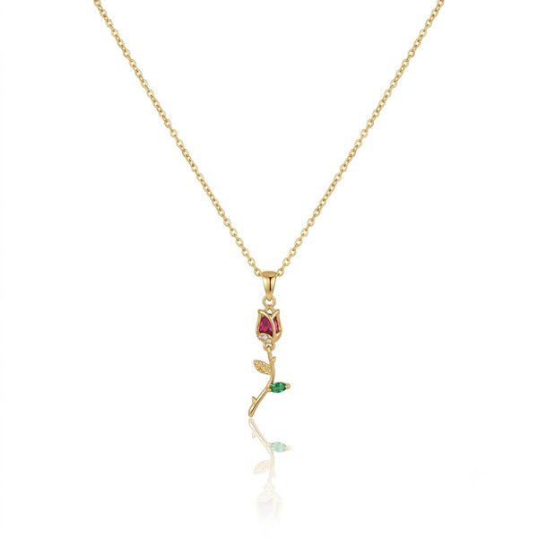Embellished Pink Tulip Necklace