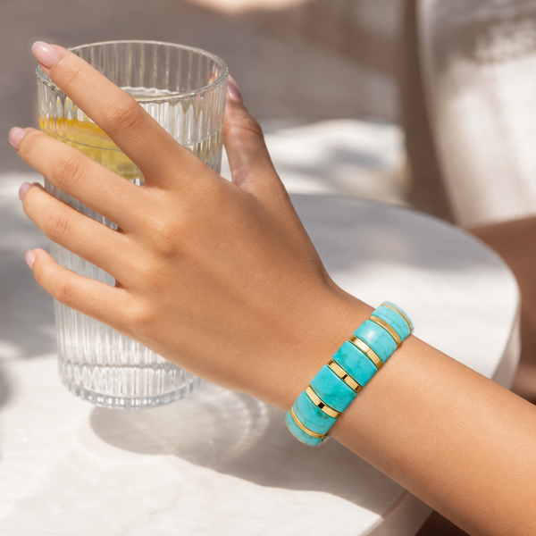 Resin Tube Stretchable Bracelet - Blue