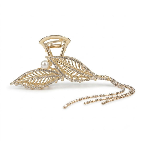 Rhinestone Tassel Leaf Hair Claw hair claw clip for women by Fix My Hairs