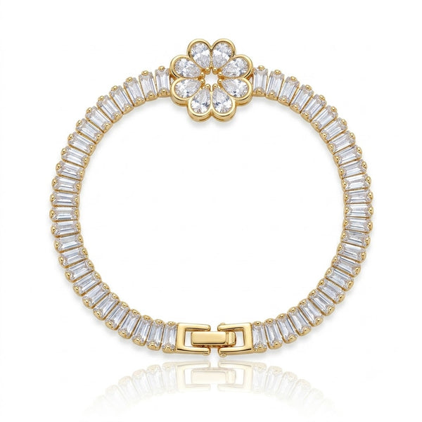 Flower Crystal Baguette Bracelet