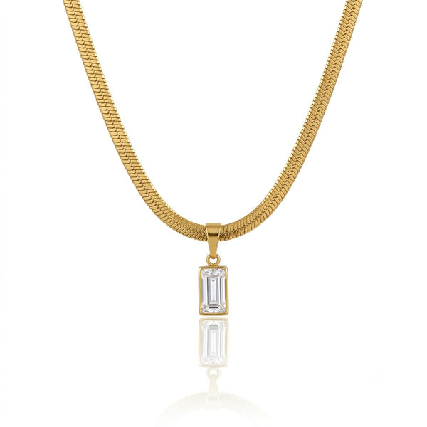 Emerald cut Snake Chain Necklace