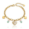 White Heart Charms Bracelet
