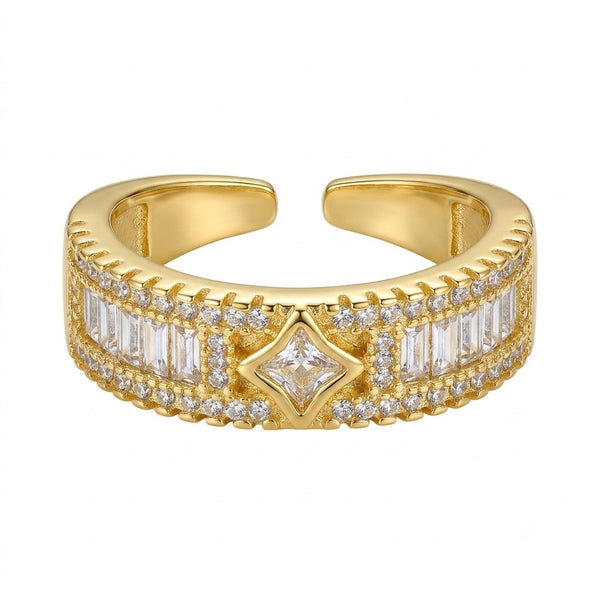 Diamond Crown Crystal Line Ring