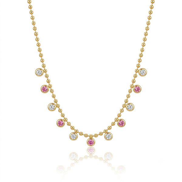 Pink Collar Tone Necklace