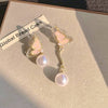 Half Butterfly crystal Pink Earrings