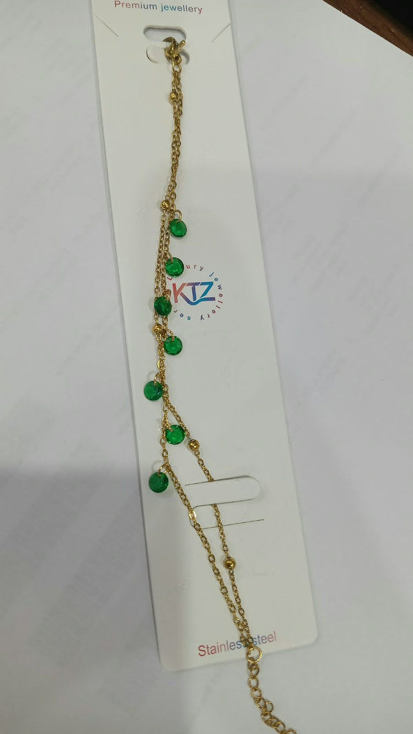 Dual Layer Emerald Tassel Bracelet