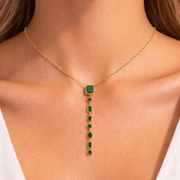 Emerald Rectange Stone Necklace