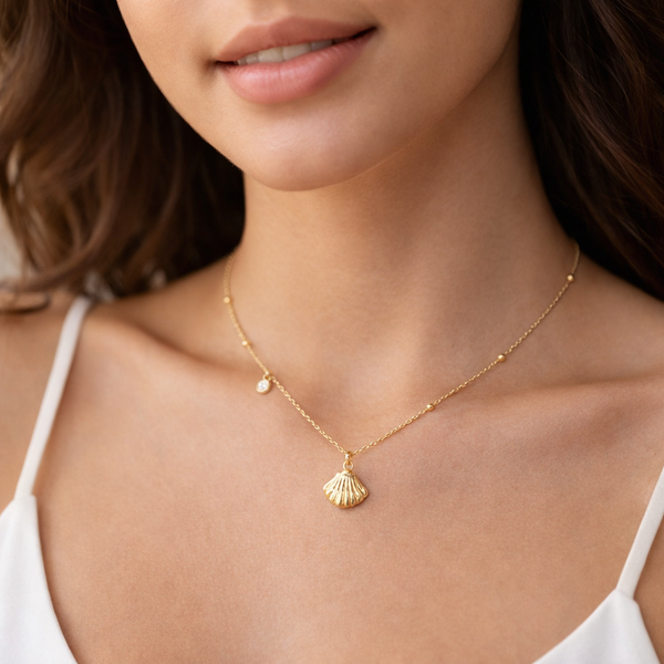 Gold Shell Stone Necklace