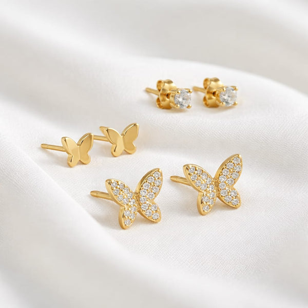 Sparkly butterfly earring set