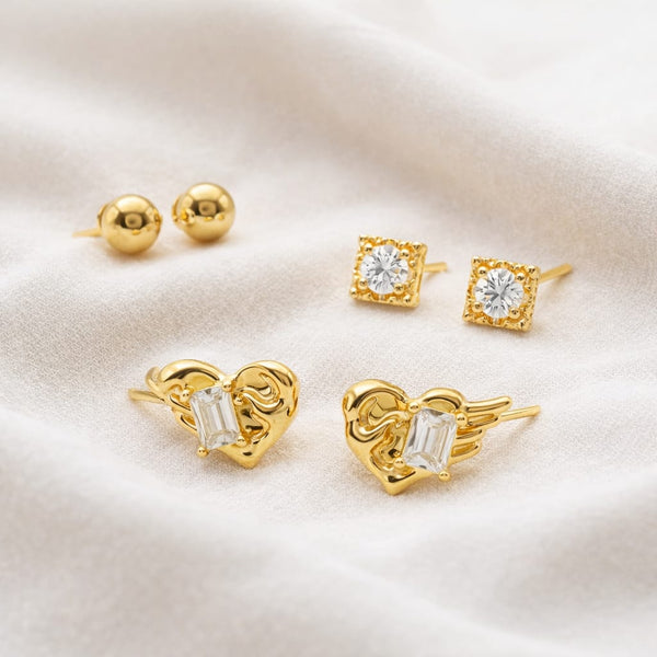 Heart crystal stud earring