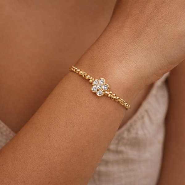 Crystal flower beaded bracelet