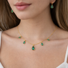 Emerald Teardrop Crystal Studded Chain Necklace with Earrings