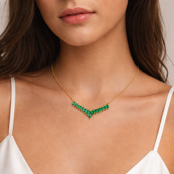 Emerald Marque Cluster Necklace