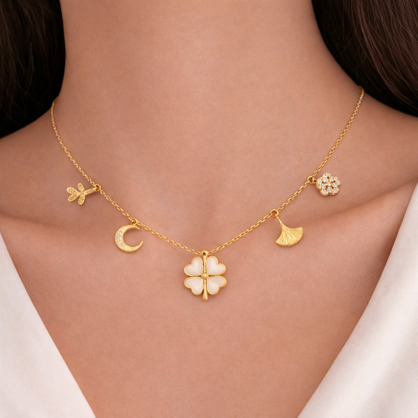 Clover Plane Charms Necklace
