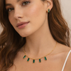 Emerald Long Charm Necklace with Earrings