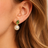 Emerald Pear Pearl earrings